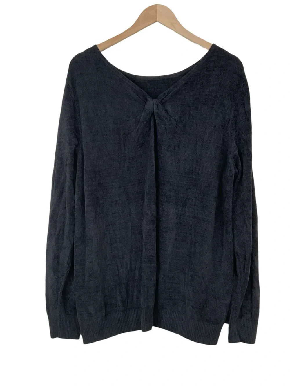 Barefoot Dreams Cozychic Ultra Lite Knot Back Pullover Sweater Black Size 1X